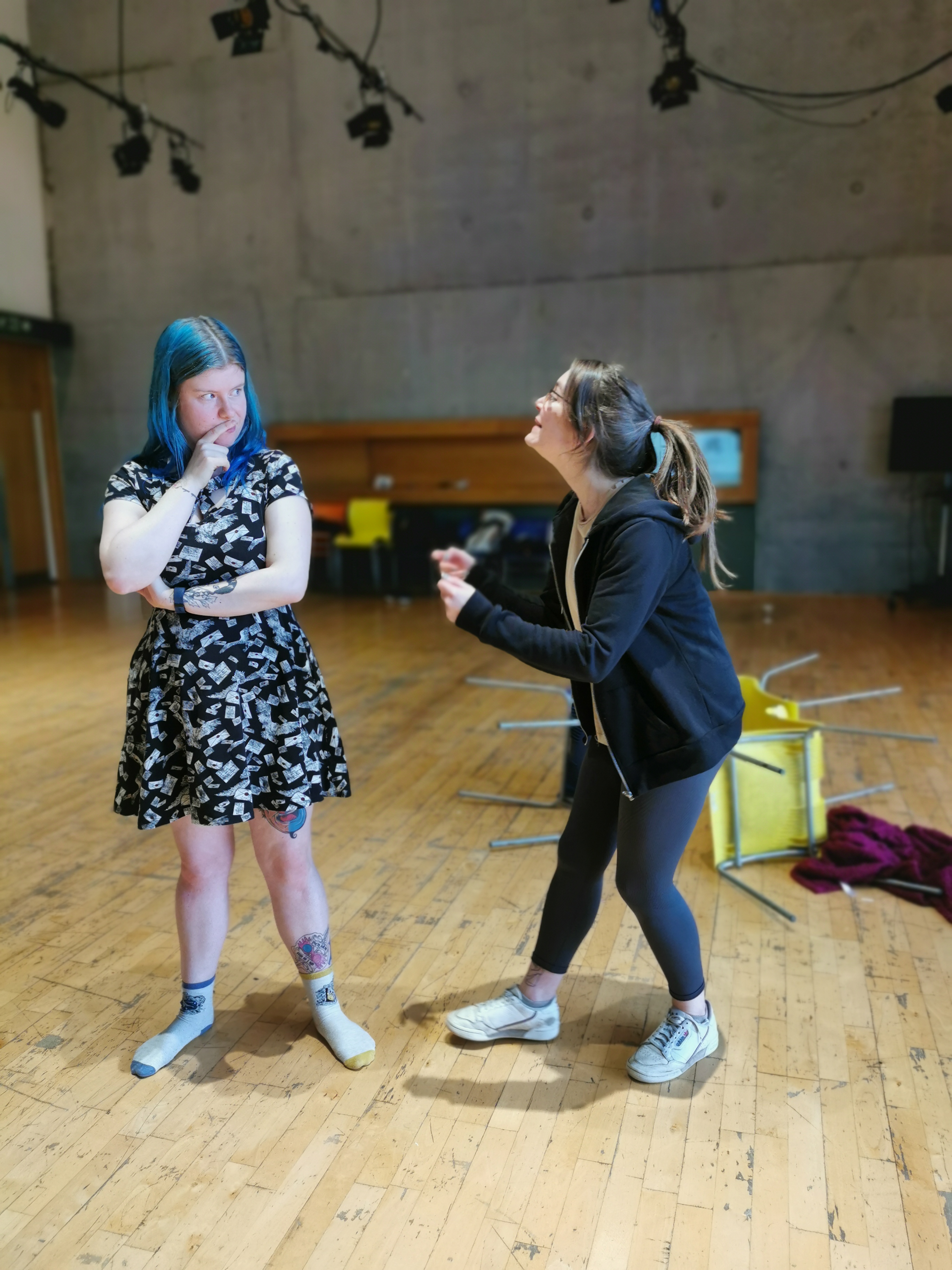Jay (left) and Vicky (right) in action during rehearsals for 'Tales of the Witch'